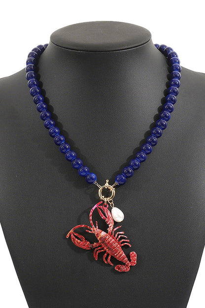 Fashion Lobster Holiday Earrings and Necklace