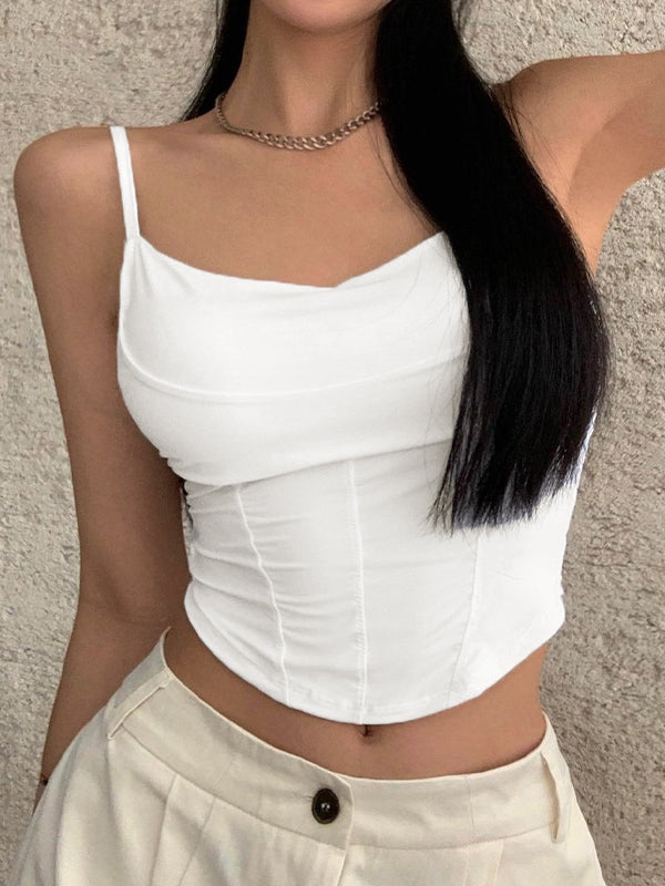 Fish Bone Stretchy Slim Corset Top