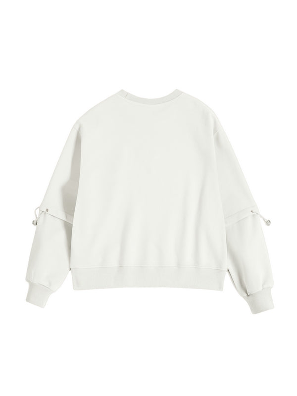 Embroidery Drawstring Sleeve Decor Oversized Hoodie