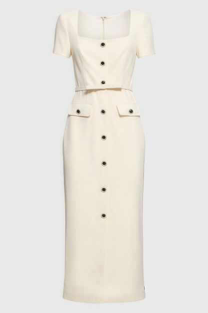 Angelse Crepe Button Midi Dress