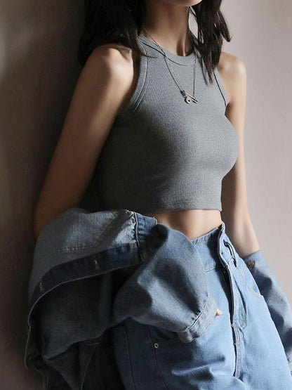 Plain Crewneck Short Tank Top