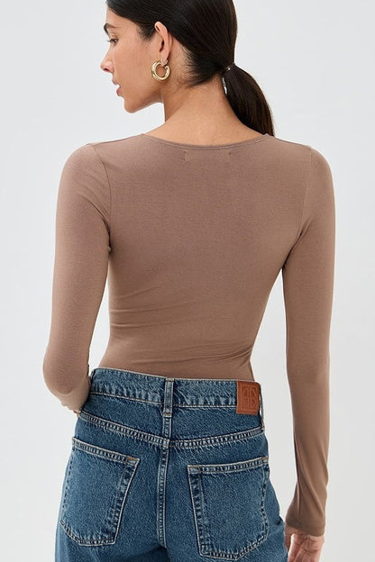 Sexy Solid Cutout Long Sleeve Fitted Base Layer