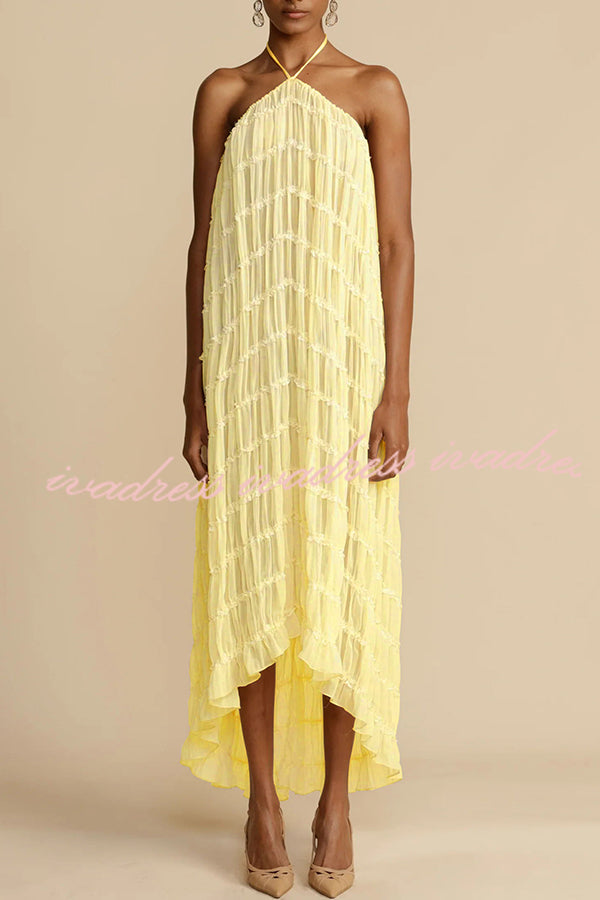 Passion and Romance Pleated Back Elastic Straps Adjustable Halter Tank