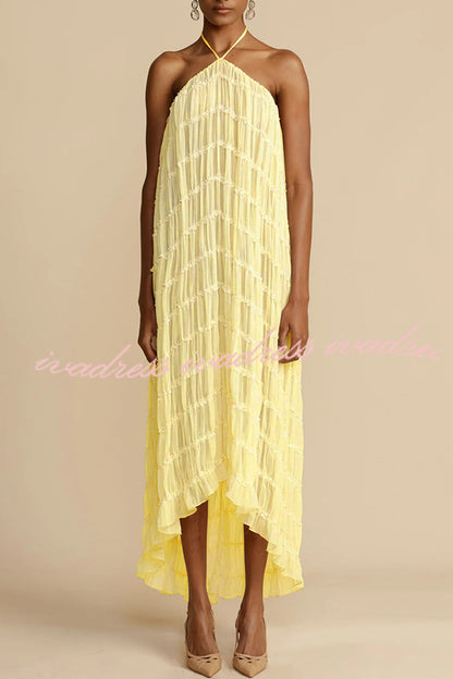 Versatility and Vintage Charm Pleated Drawstring Waist Tiered Maxi Skirt