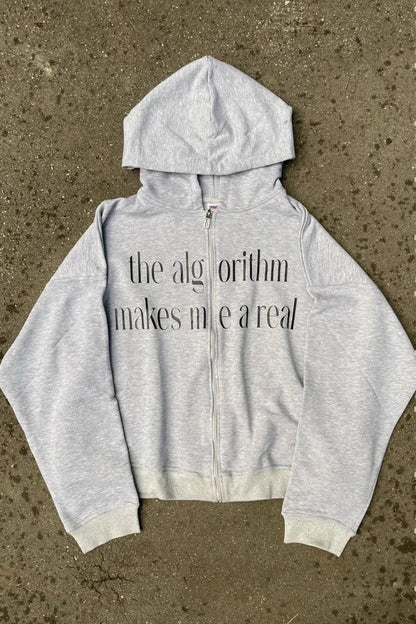 Chic Color Block Fun Letter Print Hoodie