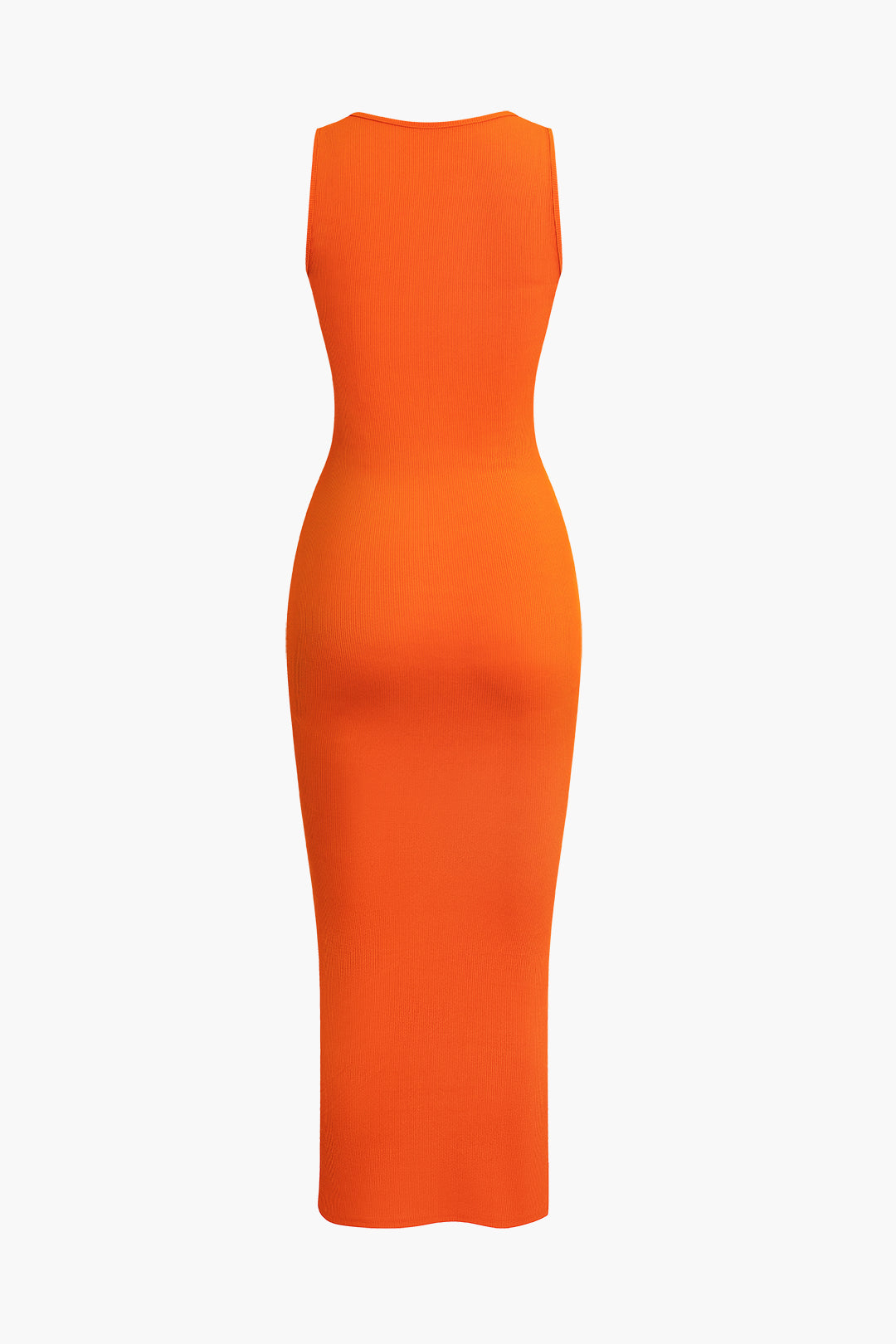 Ribbed Knit Scoop Neck Sleeveless Bodycon Midi Dress