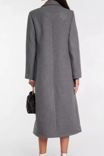 Lapel Button Long Coat