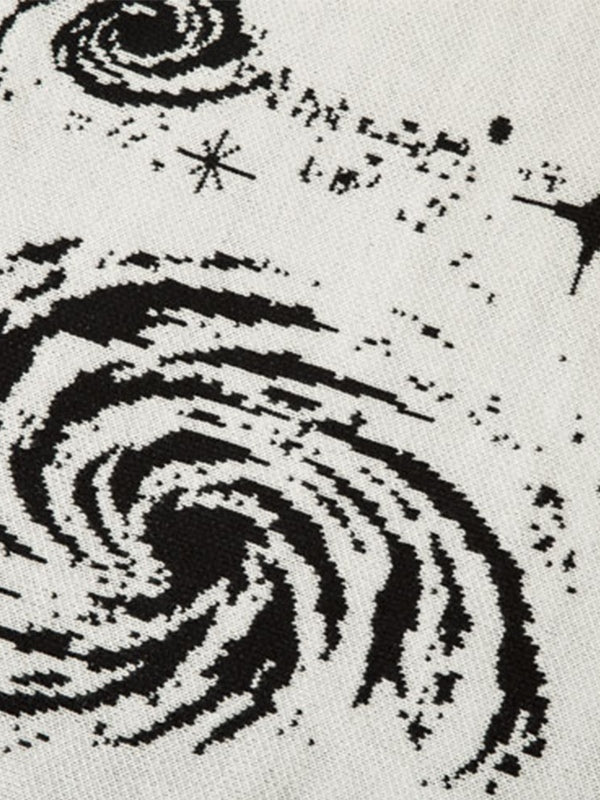 Swirl Print Ripped Design Sweater