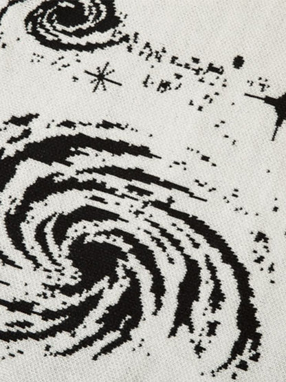 Swirl Print Ripped Design Sweater