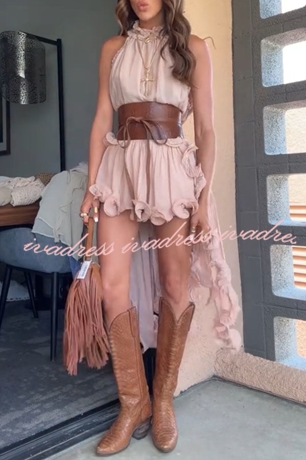 Romantic Drama Chiffon Wavy Ruffles Elastic Waist Loose Shorts