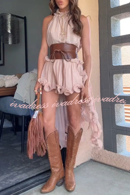 Romantic Drama Chiffon Wavy Ruffles Elastic Waist Loose Shorts