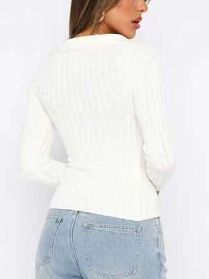 Solid Lapel Neck Knit Cardigan