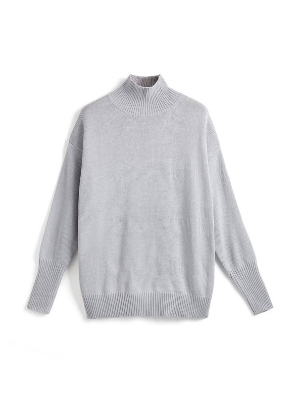 Solid High Neck Loose Sweater
