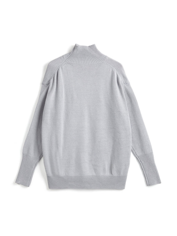 Solid High Neck Loose Sweater