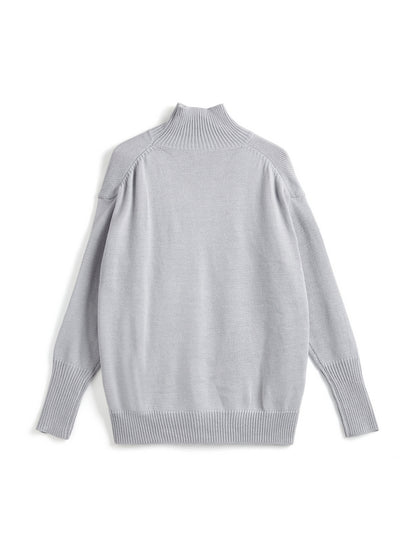 Solid High Neck Loose Sweater
