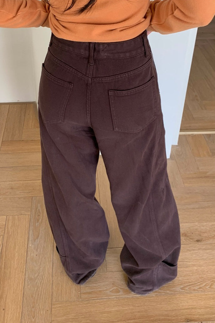 Edgy High Waist Cargo Wide Leg Curved Jeans