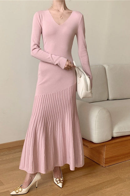 | Knit Fitted Mermaid Hem Maxi Dress