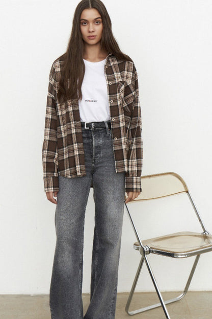 Vintage Plaid Relaxed Fit Blouse