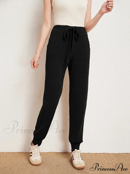 Fall New Solid Wide Pit Stripe Casual Knitted Wide-Legged Streetwear Pants