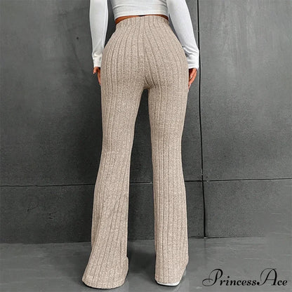 Fall New Solid Wide Pit Stripe Casual Knitted Warm Streetwear Pants