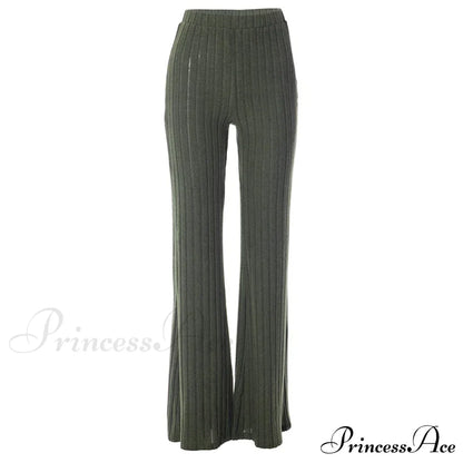 Fall New Solid Wide Pit Stripe Casual Knitted Warm Streetwear Pants