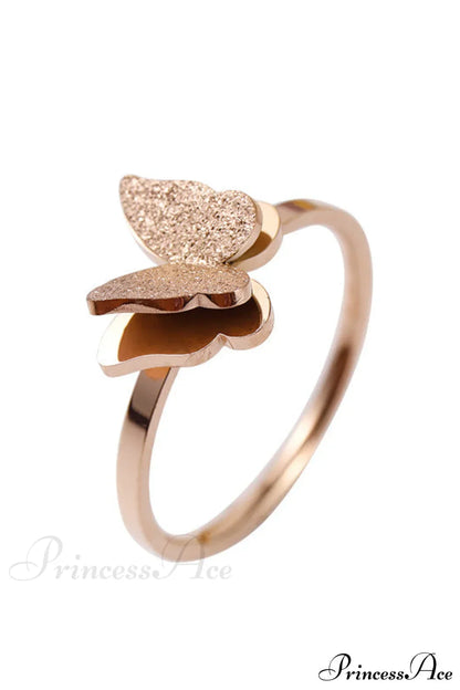 Fashion Frosted Butterfly Titanium Steel Ring