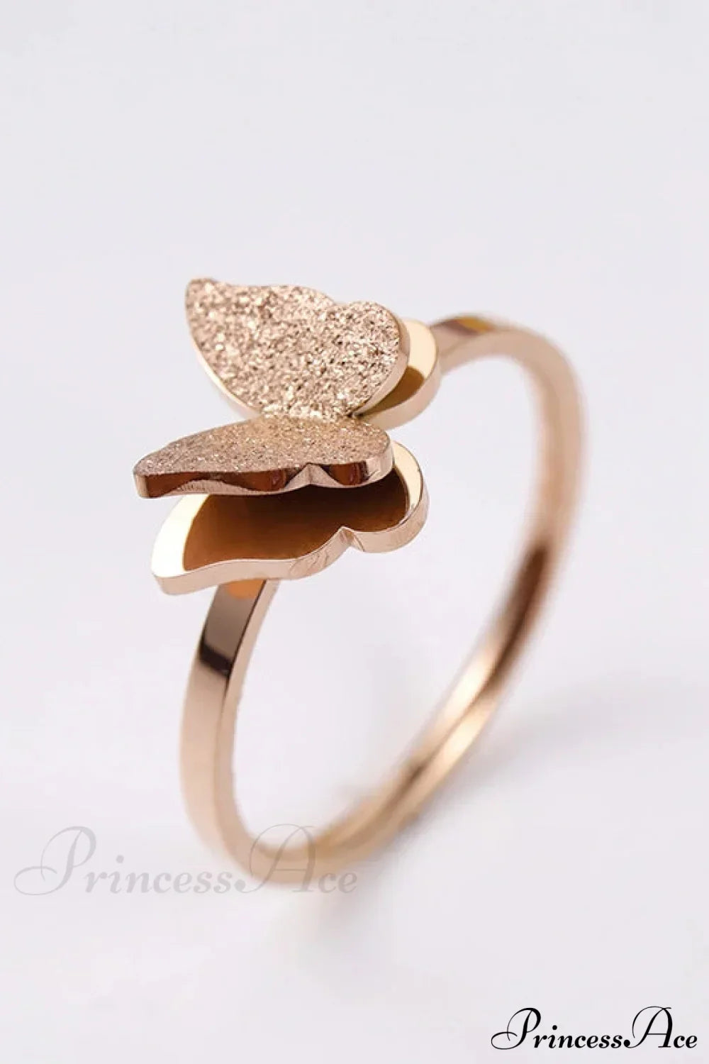 Fashion Frosted Butterfly Titanium Steel Ring