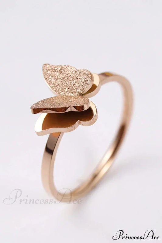 Fashion Frosted Butterfly Titanium Steel Ring