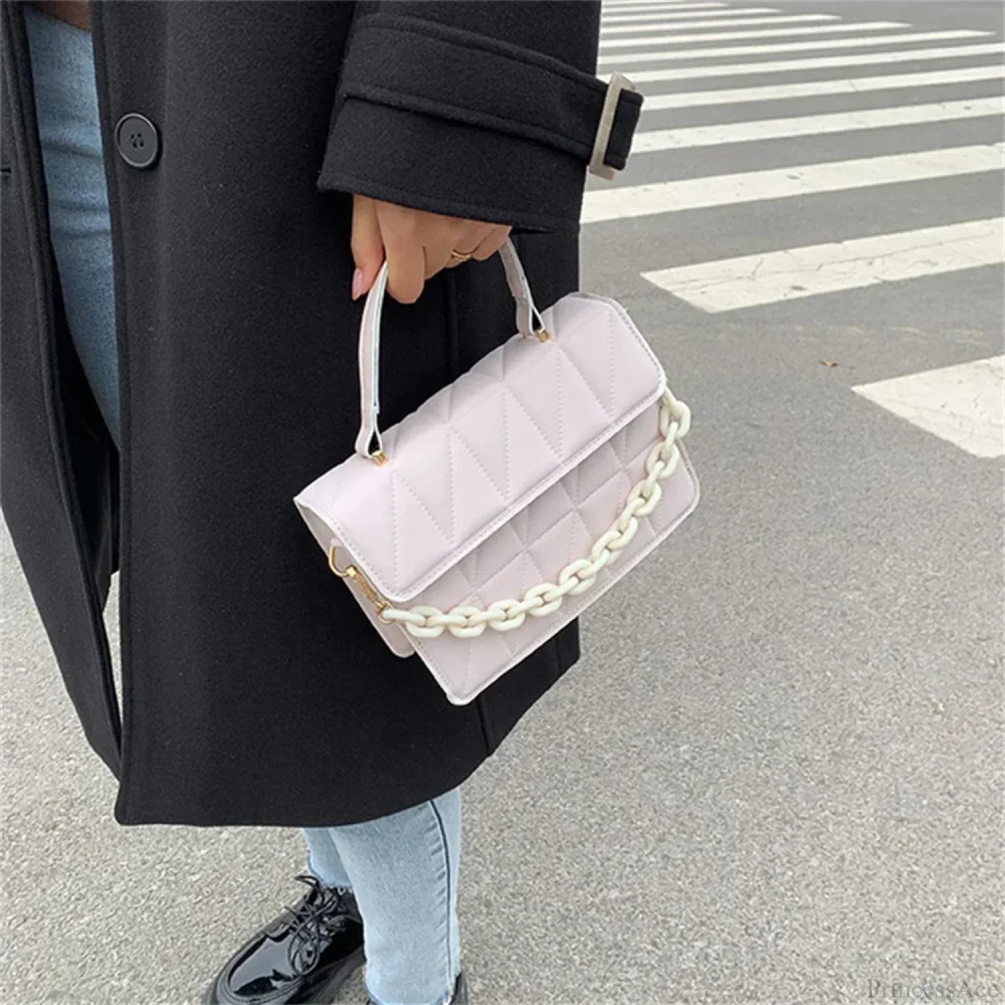 Fashion PU Leather Square Crossbody Handbag