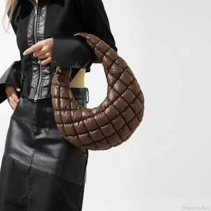 Fashion Quilted Puffer Cloud Pleated Shoulder Handbag