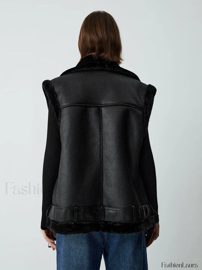 Faux Fur Graceful Leather Vest