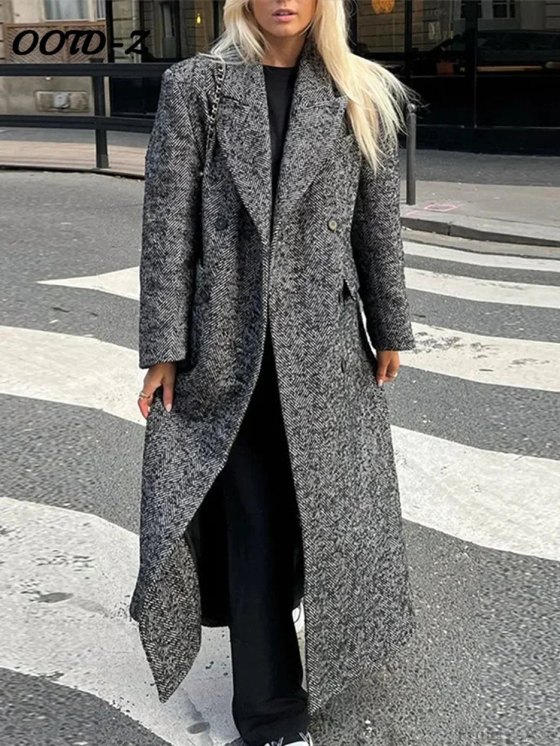 Faux Fur Lace-Up Patchwork Overcoat
