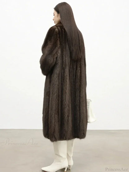 Faux Fur Lapel Pit Fabric Drape Overcoat