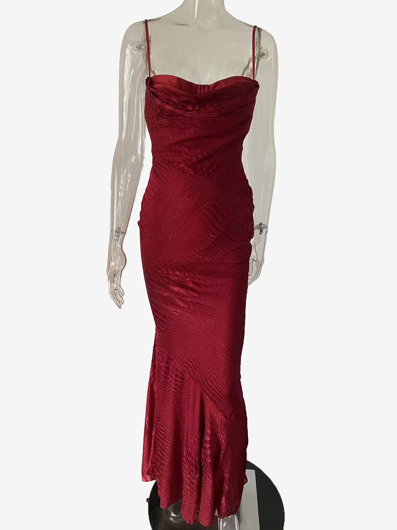 Cowl Neck Animal Pattern Fishtail Maxi Cami Dress For Women 2026