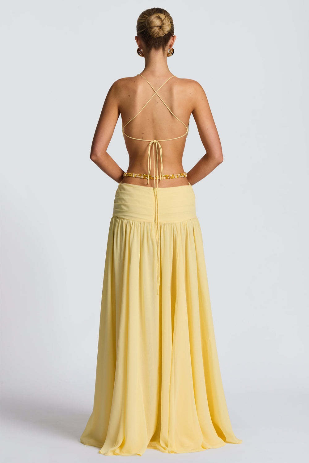 | Halter Deep V Backless High Slit Maxi Dress