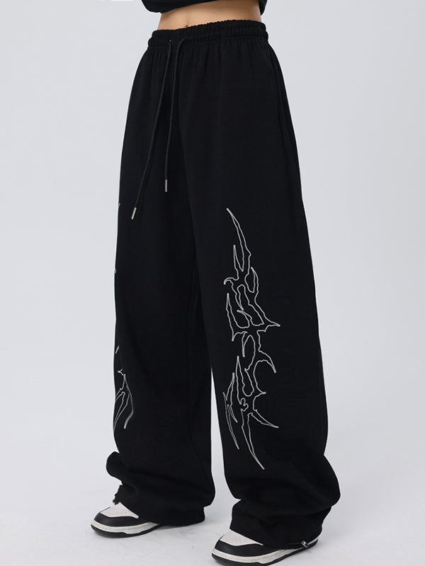 Vintage Print Loose Sweatpants