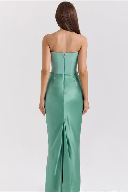 | Strapless Boned Corset Maxi Dress