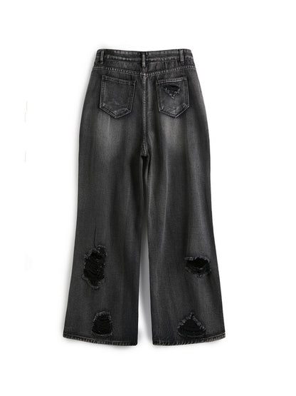 Washed Black Ripped Boyfriend Jeans