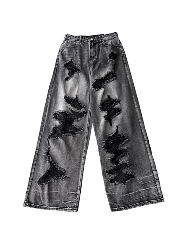 Washed Black Ripped Boyfriend Jeans