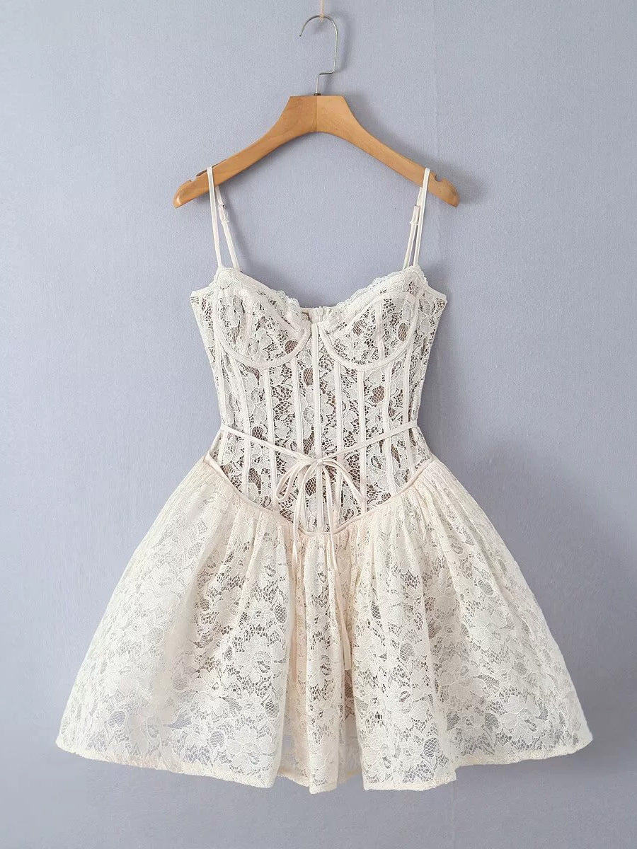 Lace Corset Mini Dress Sweetheart Collar A-line Birthday Party Sexy Strap Dress 2026