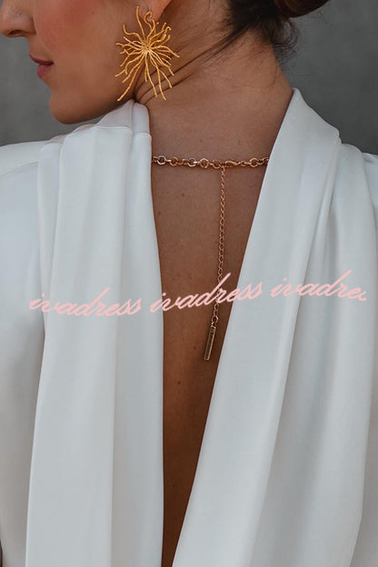 Secret of Elegance Satin Back Chain Cowl Neck Draped Blouse