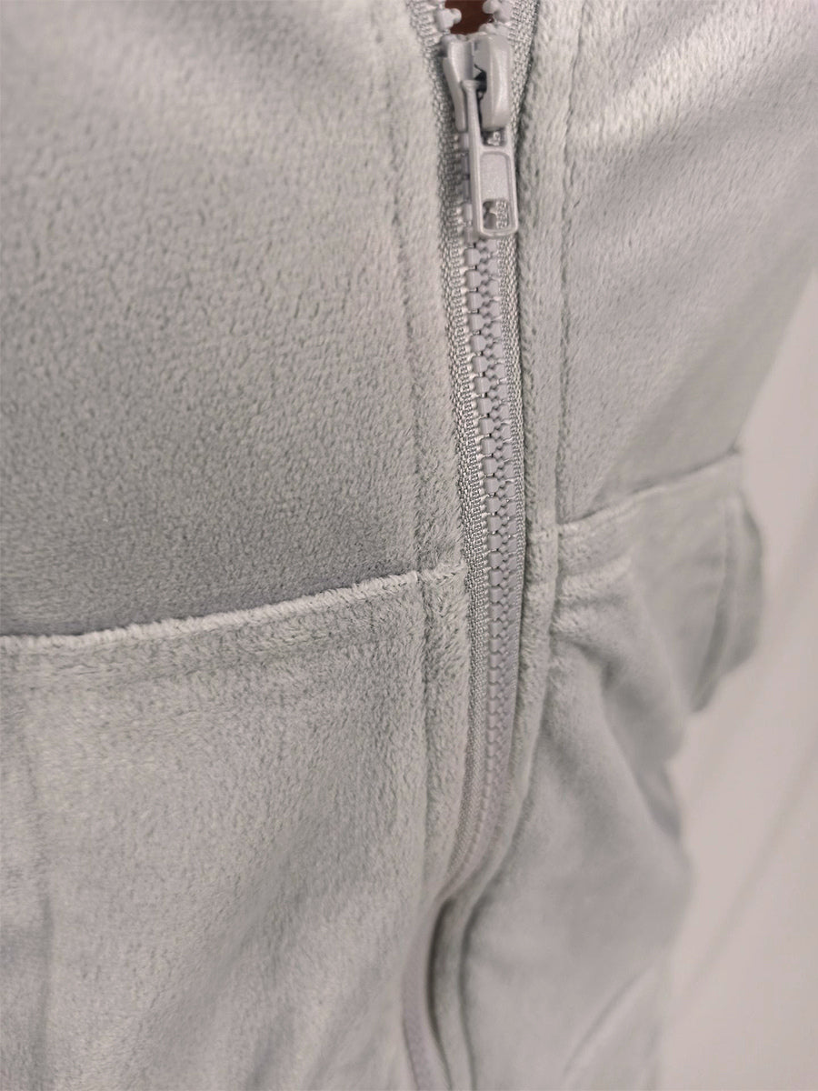 Velour Zip Up Slim Fit Hoodie Jogger Set For Women 2026