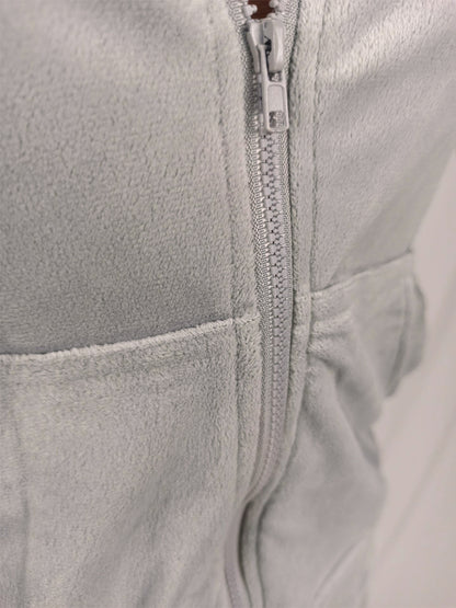 Velour Zip Up Slim Fit Hoodie Jogger Set For Women 2026