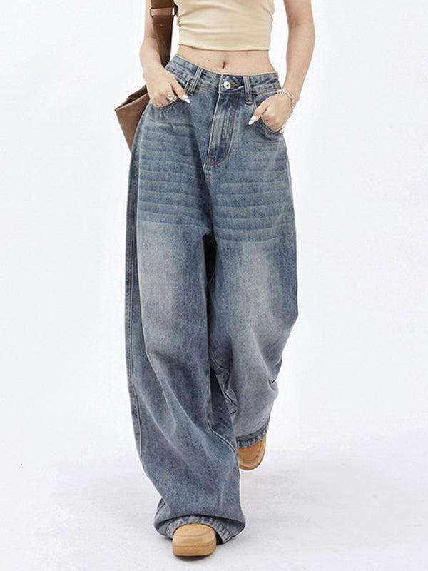 Loose wide leg draped baggy jeans