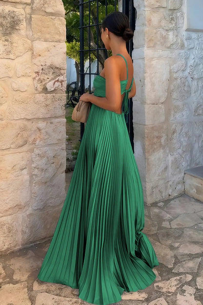 Sky Blue Halter Pleated Satin A Line Prom Dresses With Cutout