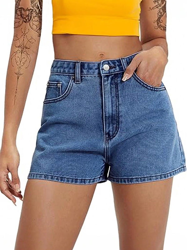 Basic Washed Denim Shorts