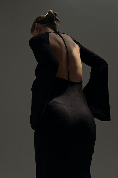 | Backless Knit Maxi Dress