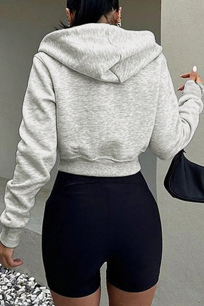 Long Sleeve Zip-Up Casual Sexy Hoodie
