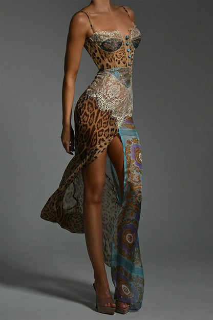Chiffon Halter Neck Split Sling Sexy Boho Dress