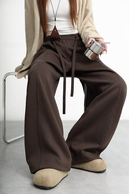 Fleece Lined Curved High Waist Knit Pants